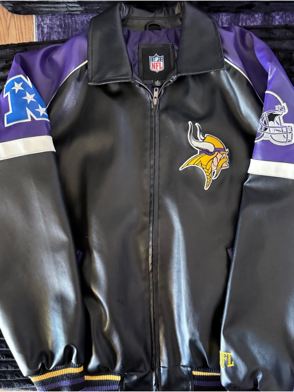 NFL Black and Purple Minnesota Vikings Bomber Jacket